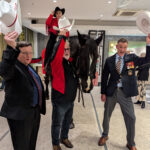 Our White Hat recipients, Don Hitsman and Josh Muir with Tuffy Nuff and Calgary Stampeders Planning Committee representatives.